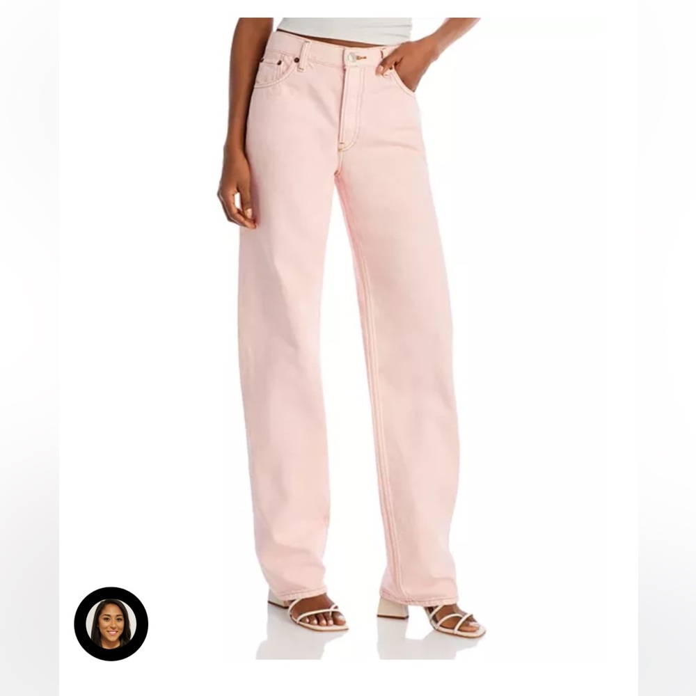 Re/Done High Rise Loose Fit Wide Leg Jeans (washed pink)
